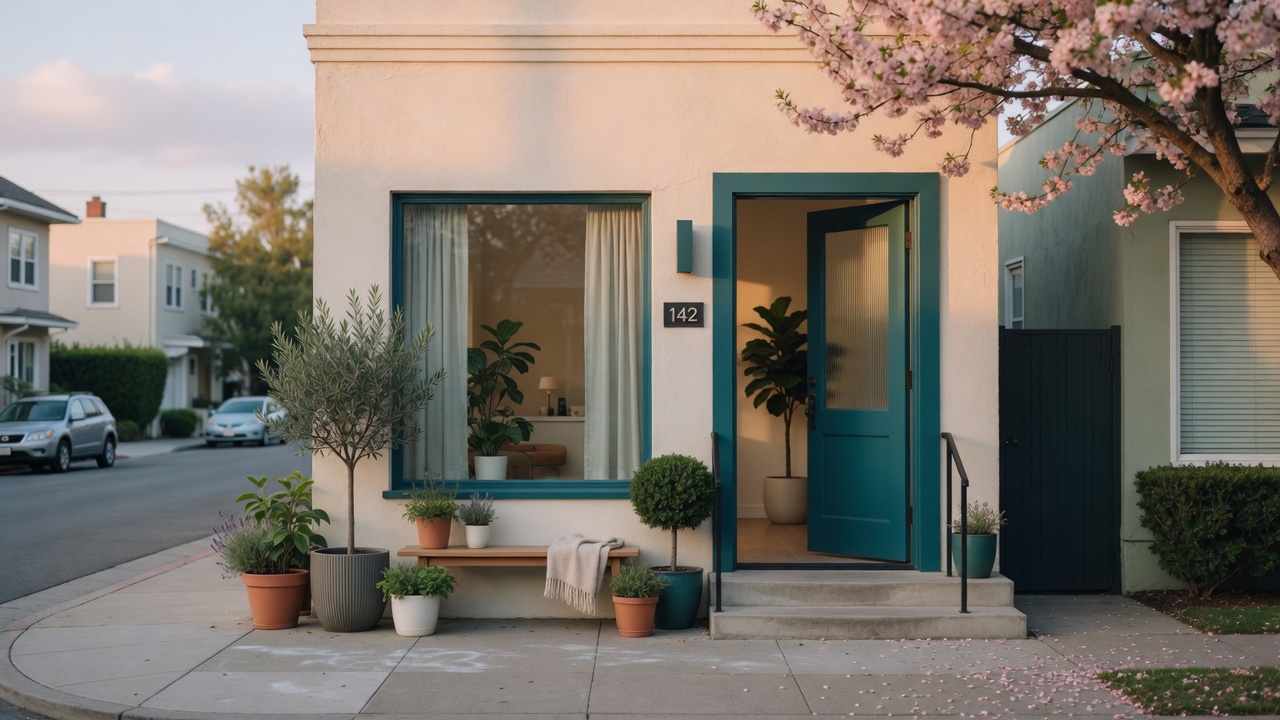 Welcoming exterior of a calm neighborhood wellness clinic